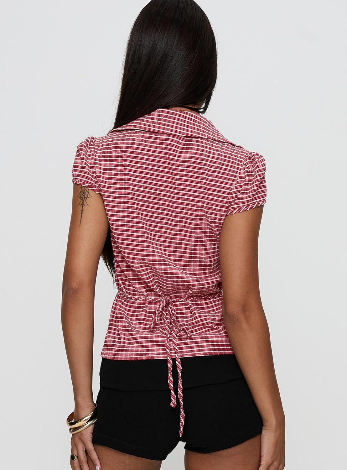 imagePrincess Polly Arianwyn Short Sleeve Shirt Red CheckRed