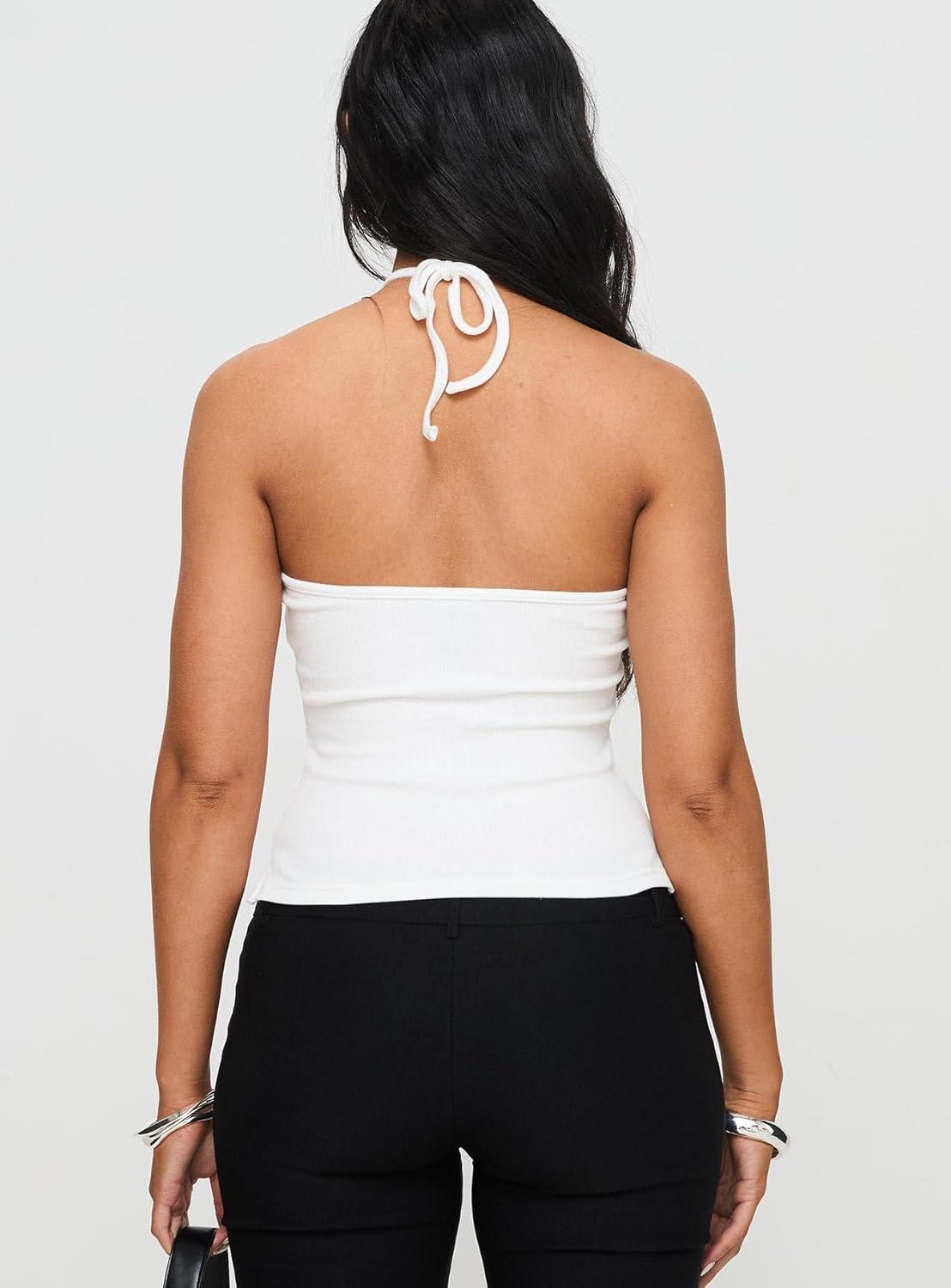 imagePrincess Polly Womens Baseline Halter Rib TopWhite