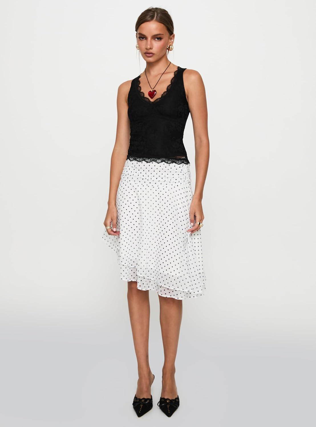 imagePrincess Polly Womens Evanescence Asymmetrical Midi SkirtWhite