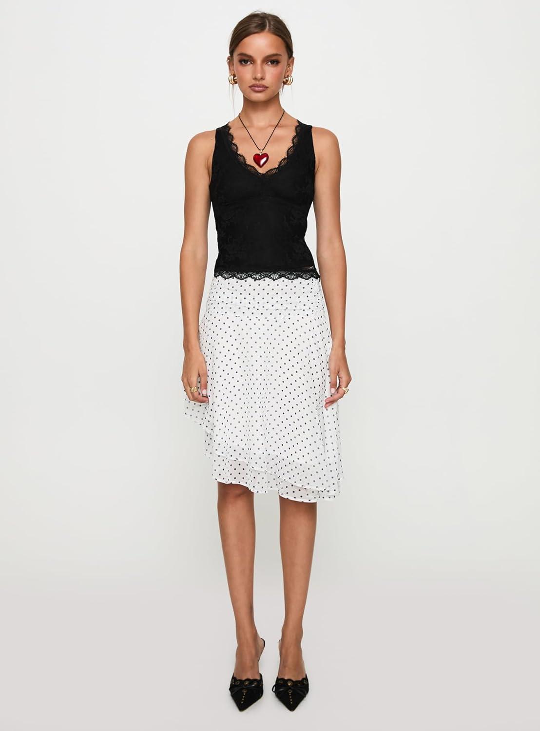 imagePrincess Polly Womens Evanescence Asymmetrical Midi SkirtWhite