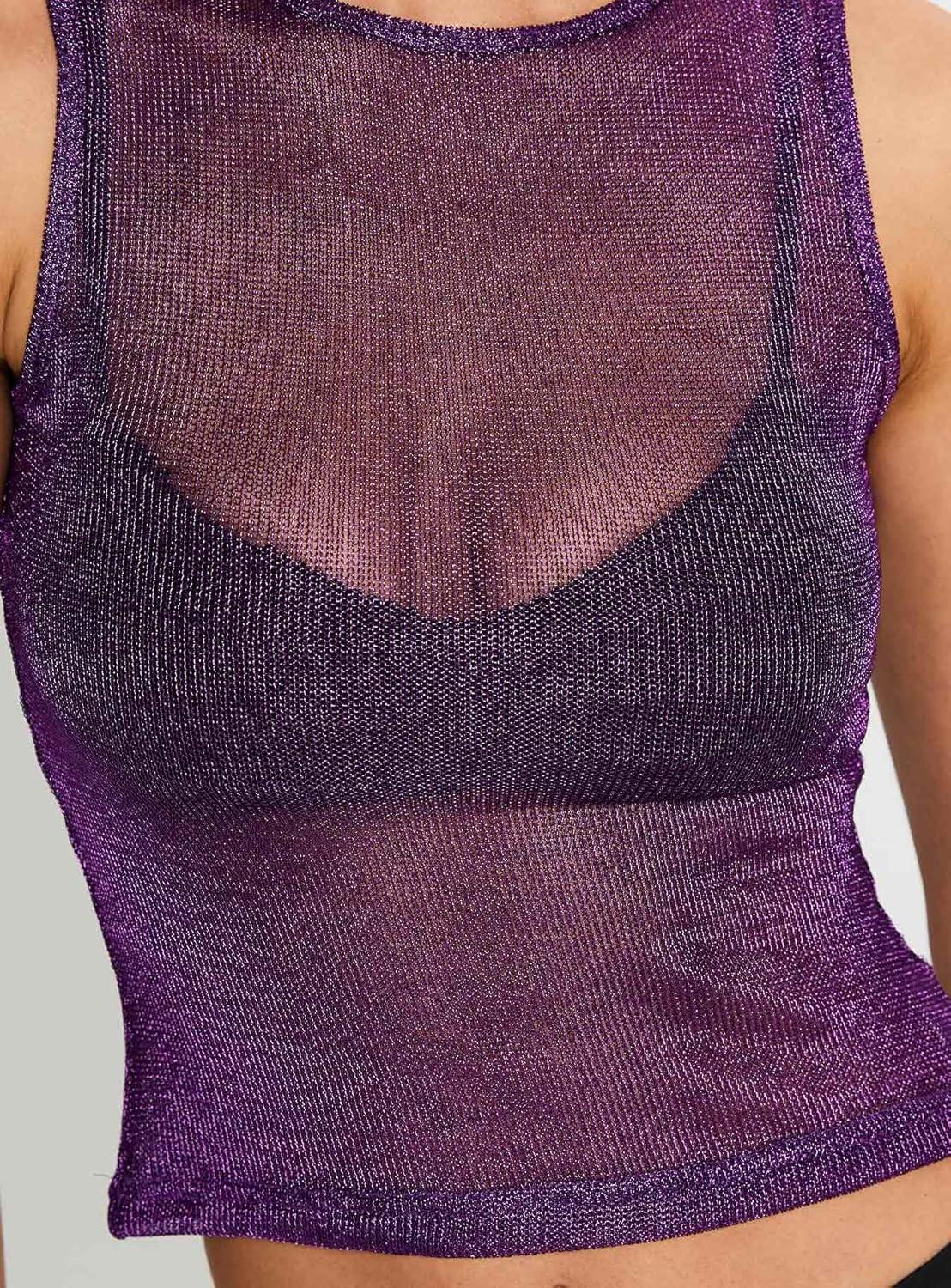 imagePrincess Polly Womens Perfect Mirage Sheer TopPlum