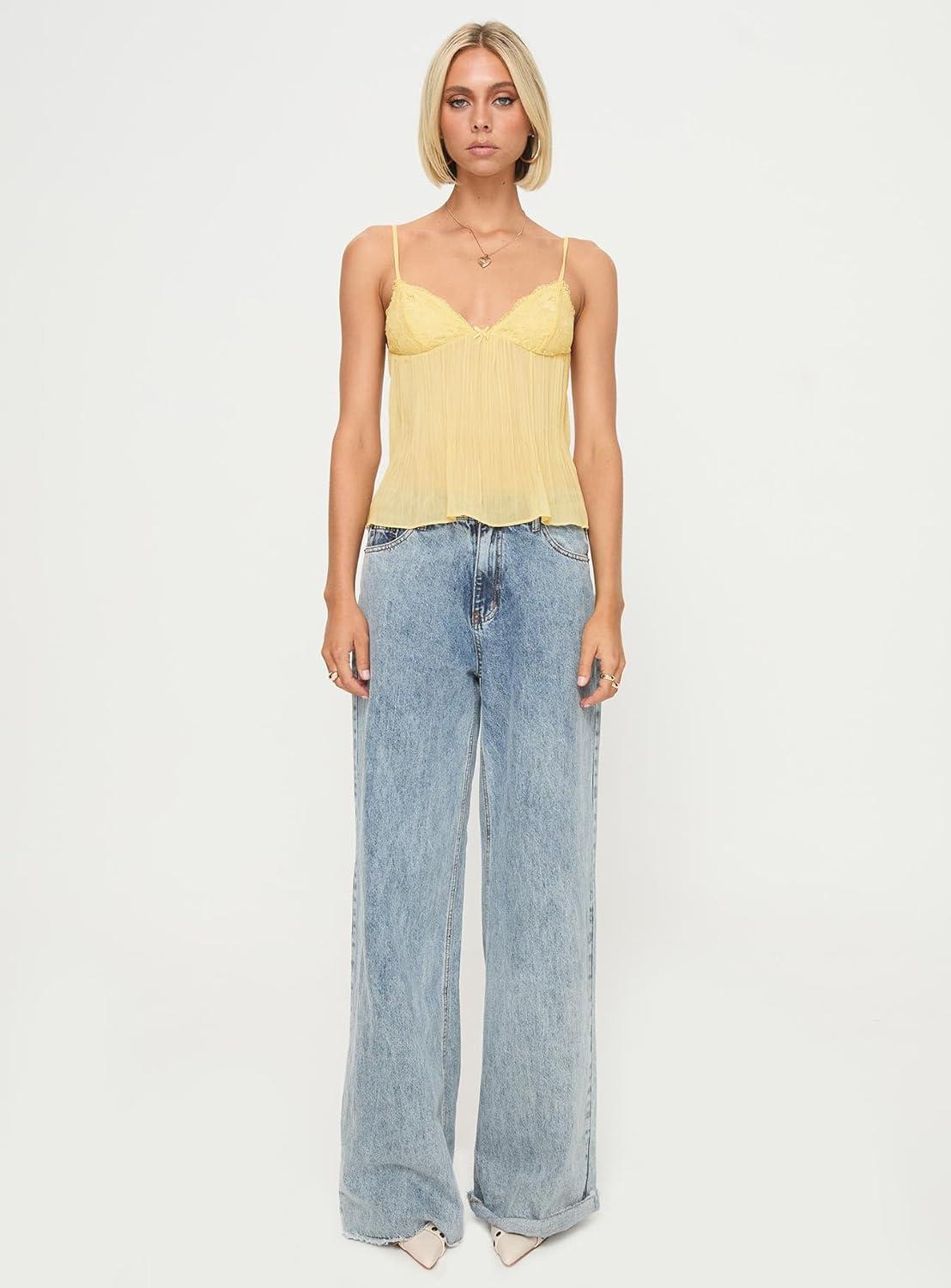 imagePrincess Polly Womens Zami Pleat Top LemonLemon