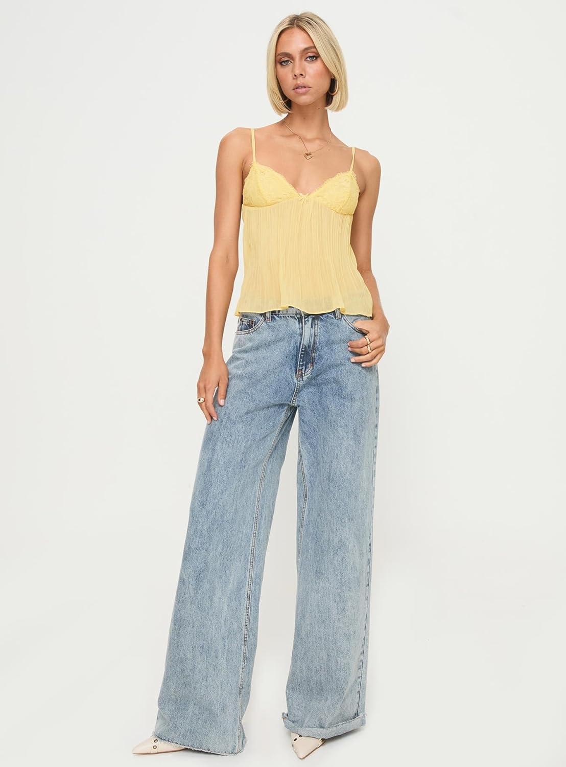 imagePrincess Polly Womens Zami Pleat Top LemonLemon