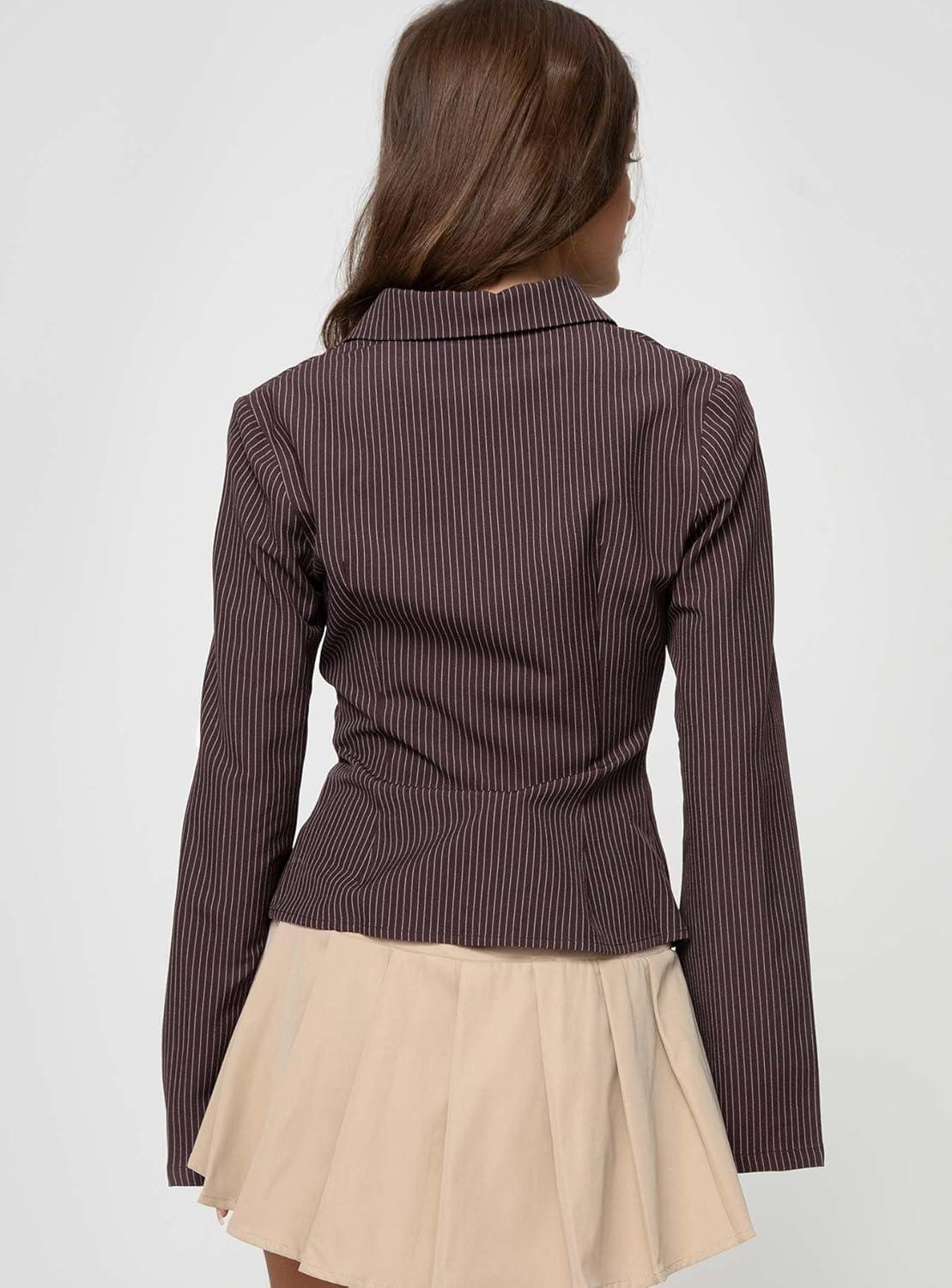 imagePrincess Polly girls Anni Pinstripe ShirtBrown