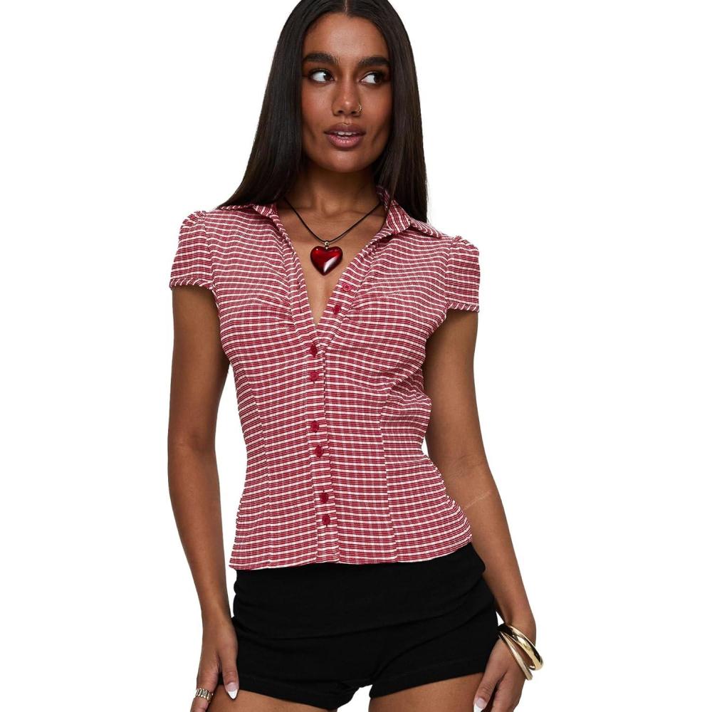 imagePrincess Polly Arianwyn Short Sleeve Shirt Red CheckRed