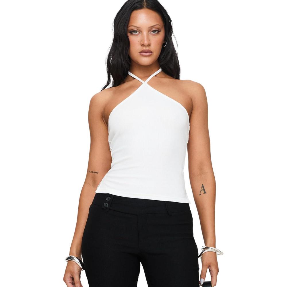 imagePrincess Polly Womens Baseline Halter Rib TopWhite