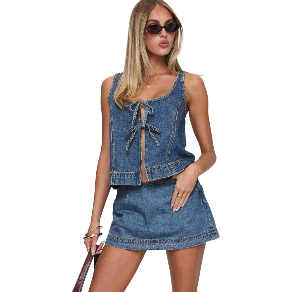 imagePrincess Polly Womens Stefenie Denim Skort Mid WashMid Wash