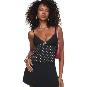 Princess Polly Castien Top Black Polka(Black)