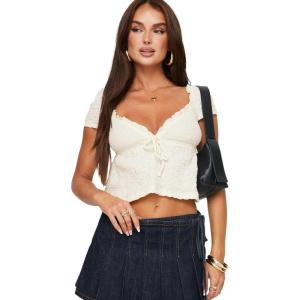 Princess Polly Women’s Kellan Cap Sleeve Top(White)