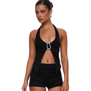 Princess Polly Women’s Moderna Halter Lace Top Black(Black)