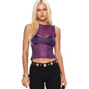 Princess Polly Women’s Perfect Mirage Sheer Top(Plum)