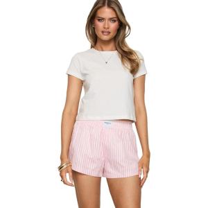 Princess Polly Women’s Sincar Boxer Shorts(Baby Pink & White)