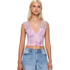 Princess Polly Women’s Typha Top Pink Floral(Pink Floral)