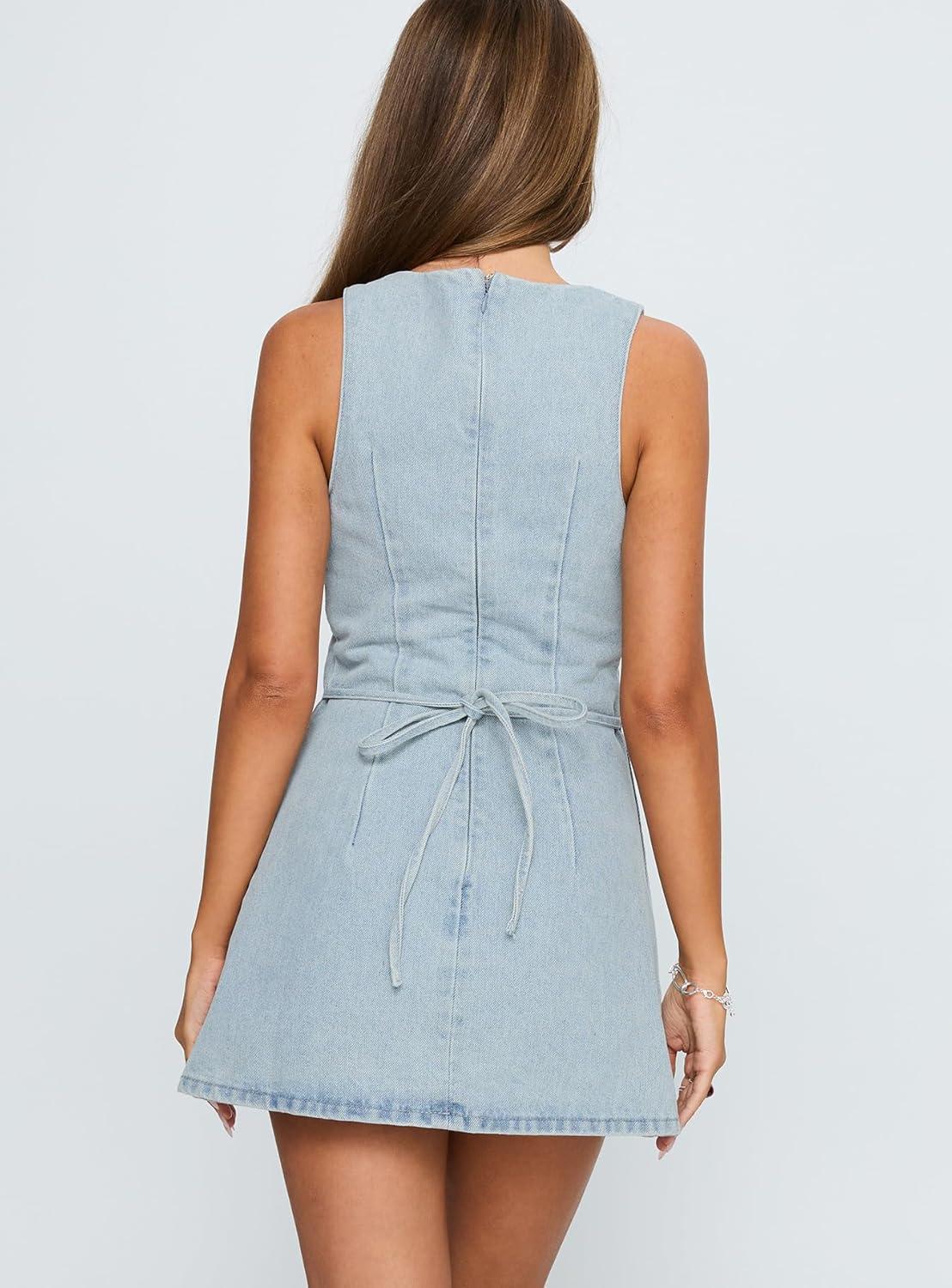 imagePrincess Polly Womens Ainsleigh Shift Denim PlaysuitLight Wash