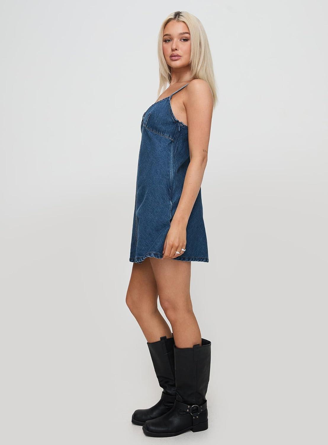 imagePrincess Polly Womens Arwen Denim Mini Dress BlueDenim