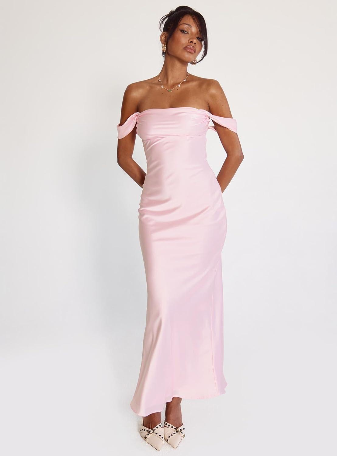 imagePrincess Polly Womens Azura Off the Shoulder Maxi Dress PinkPink