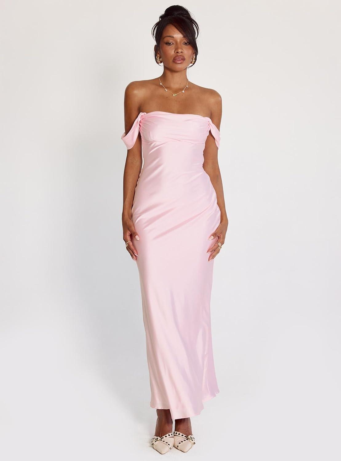 imagePrincess Polly Womens Azura Off the Shoulder Maxi Dress PinkPink