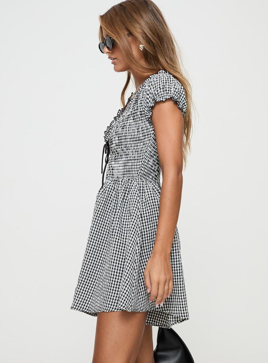 imagePrincess Polly Womens Wescott Gingham Playsuit BlackWhiteBlack White