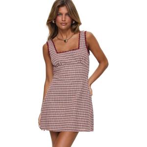 Princess Polly Women’s Dasha Mini Dress(Red Check)