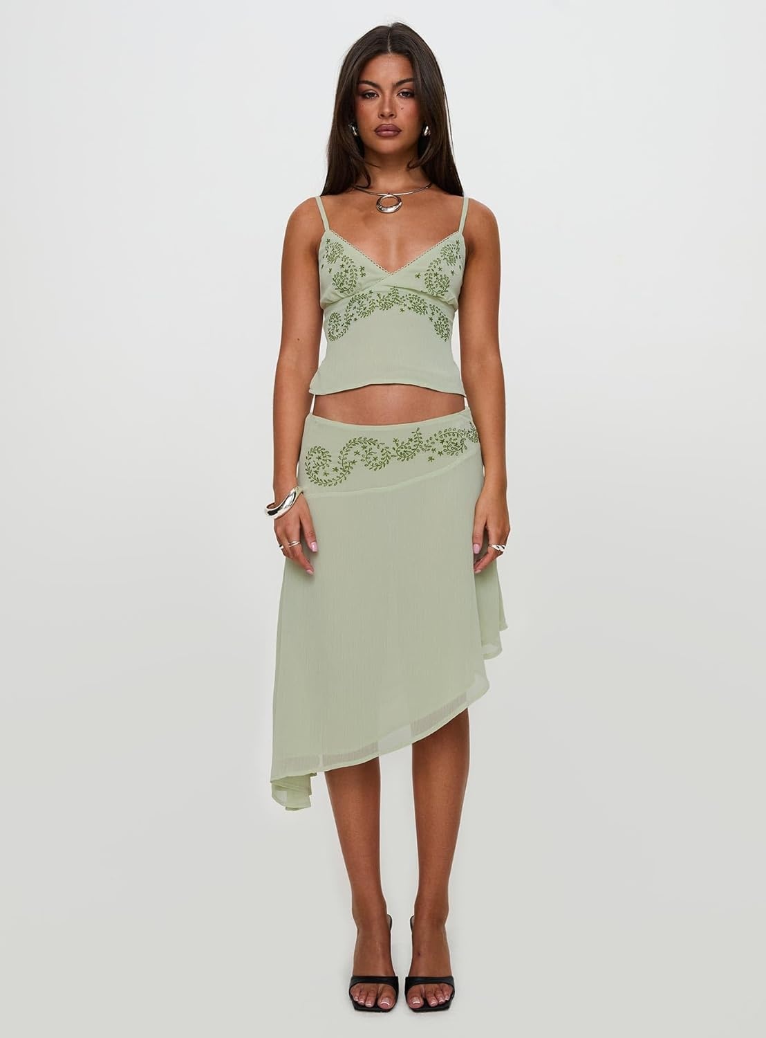 imagePrincess Polly Womens Pappilion Asymmetrical Midi SkirtSage
