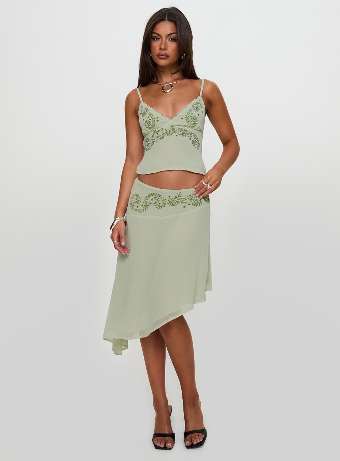 imagePrincess Polly Womens Pappilion Asymmetrical Midi SkirtSage