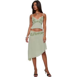 Princess Polly Women’s Pappilion Asymmetrical Midi Skirt(Sage)