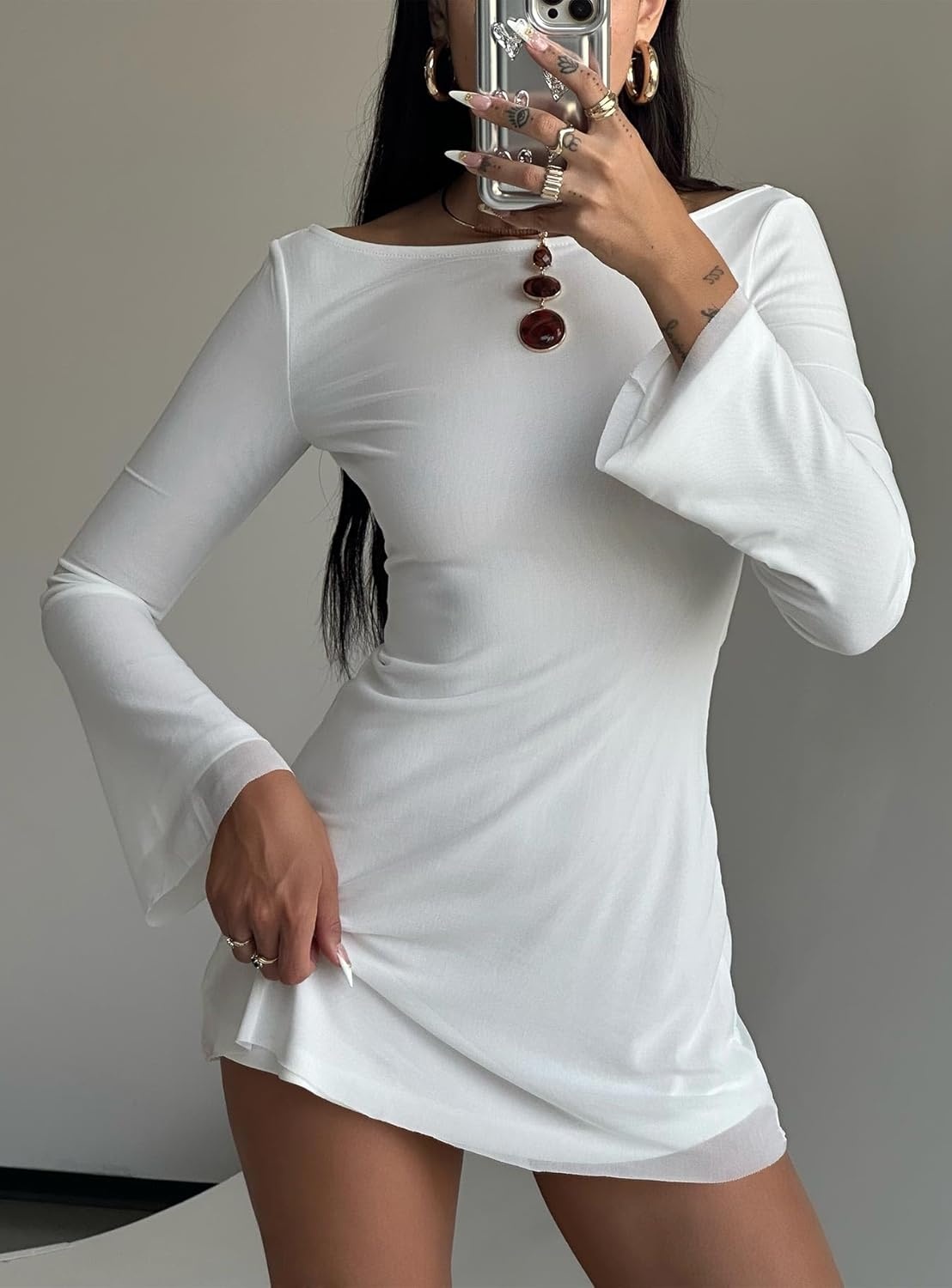 imagePrincess Polly Lukea Long Sleeve Mini DressWhite