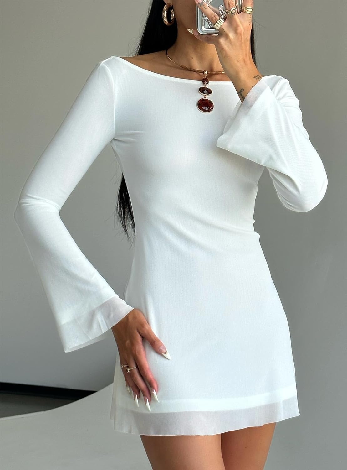 imagePrincess Polly Lukea Long Sleeve Mini DressWhite