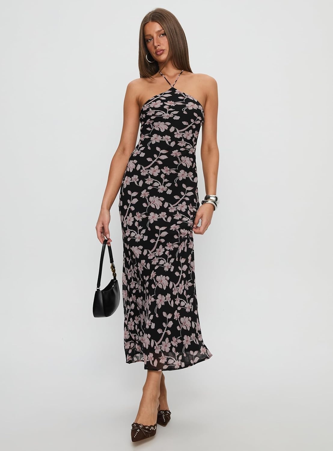imagePrincess Polly Womens Anisa Halter Maxi Dress Black FloralBlack