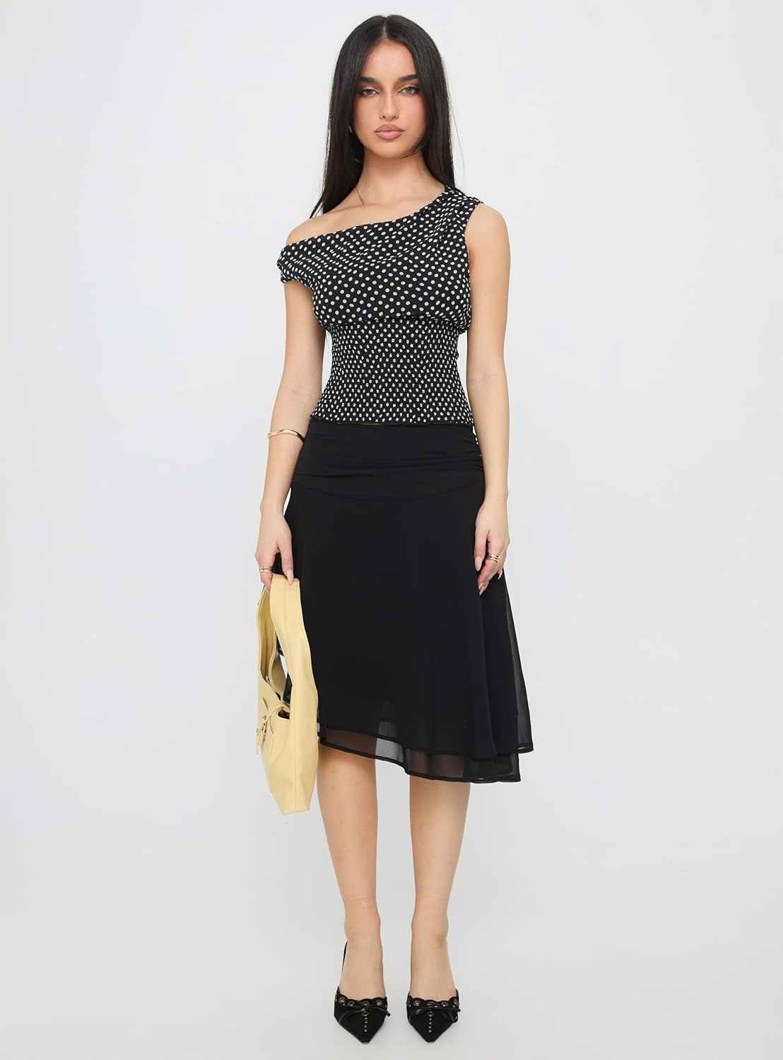 imagePrincess Polly Womens Evanescence Asymmetrical Midi SkirtBlack