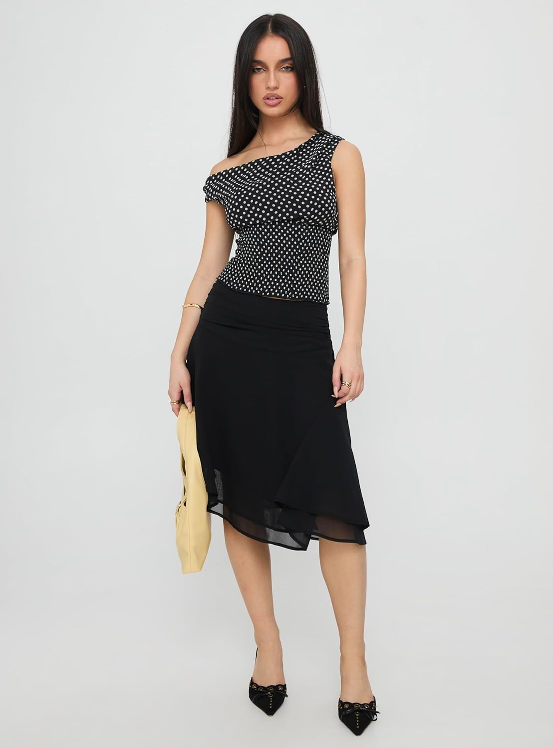 imagePrincess Polly Womens Evanescence Asymmetrical Midi SkirtBlack