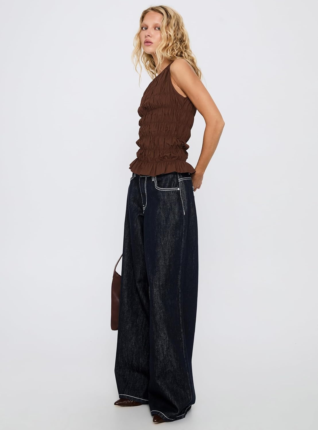 imagePrincess Polly Womens Marleene Shirred TopChocolate