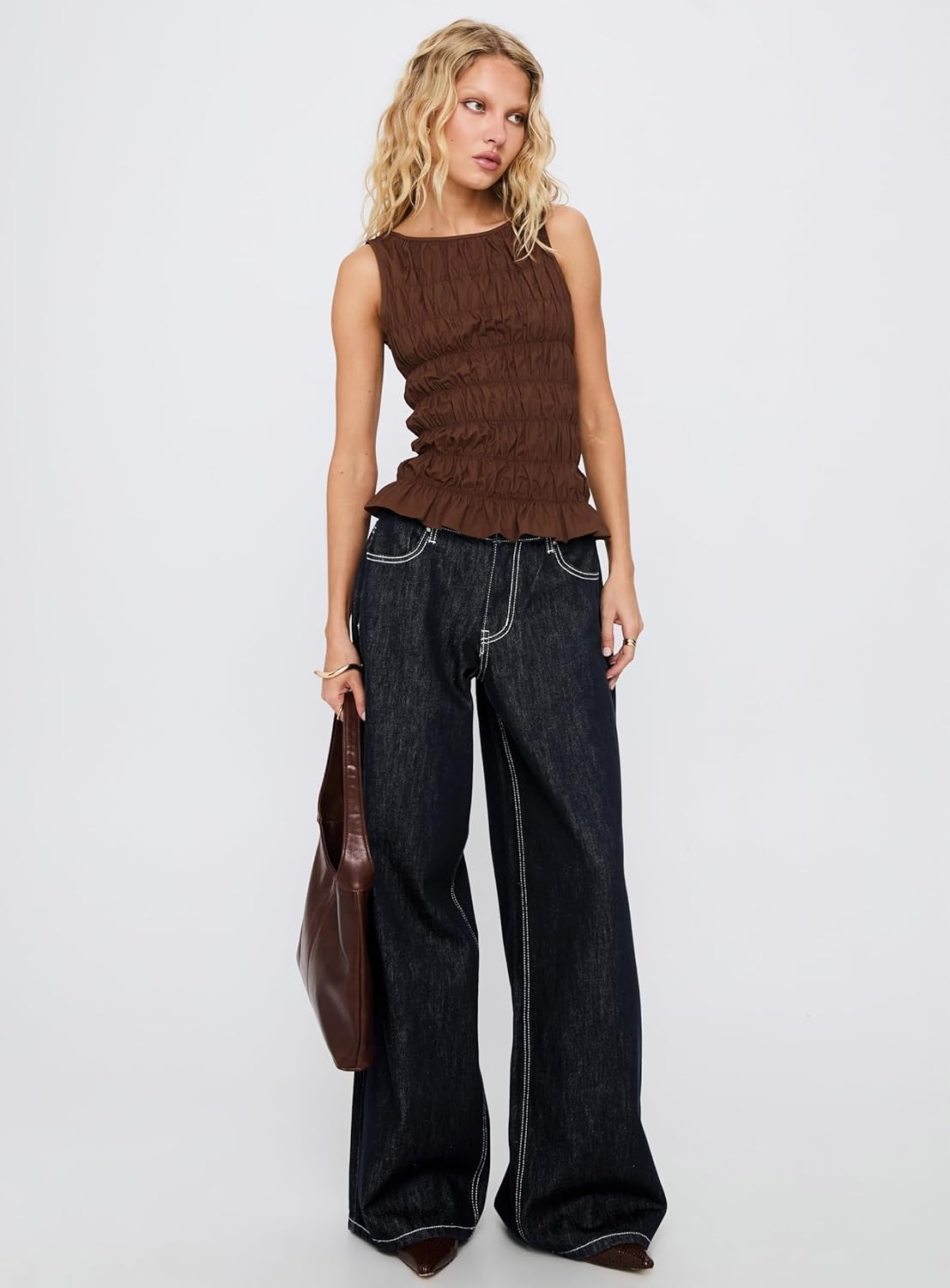 imagePrincess Polly Womens Marleene Shirred TopChocolate