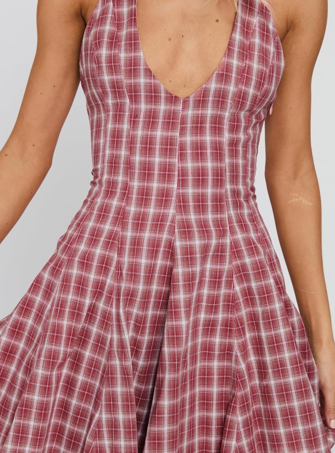 imagePrincess Polly Womens Out of Nowhere Halter Mini DressRed Check