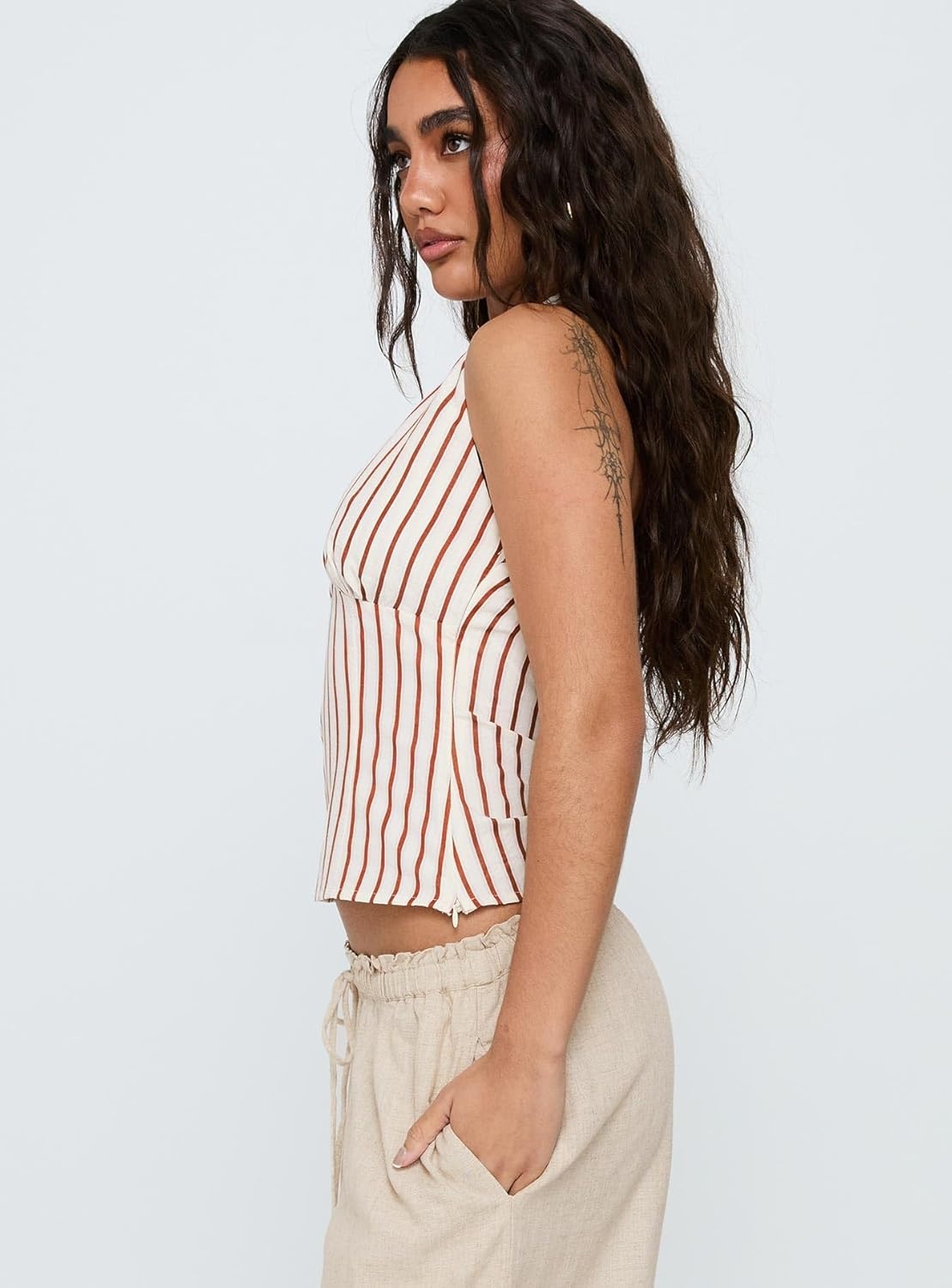 imagePrincess Polly Womens Radiant Beam Halter TopOrange Stripe