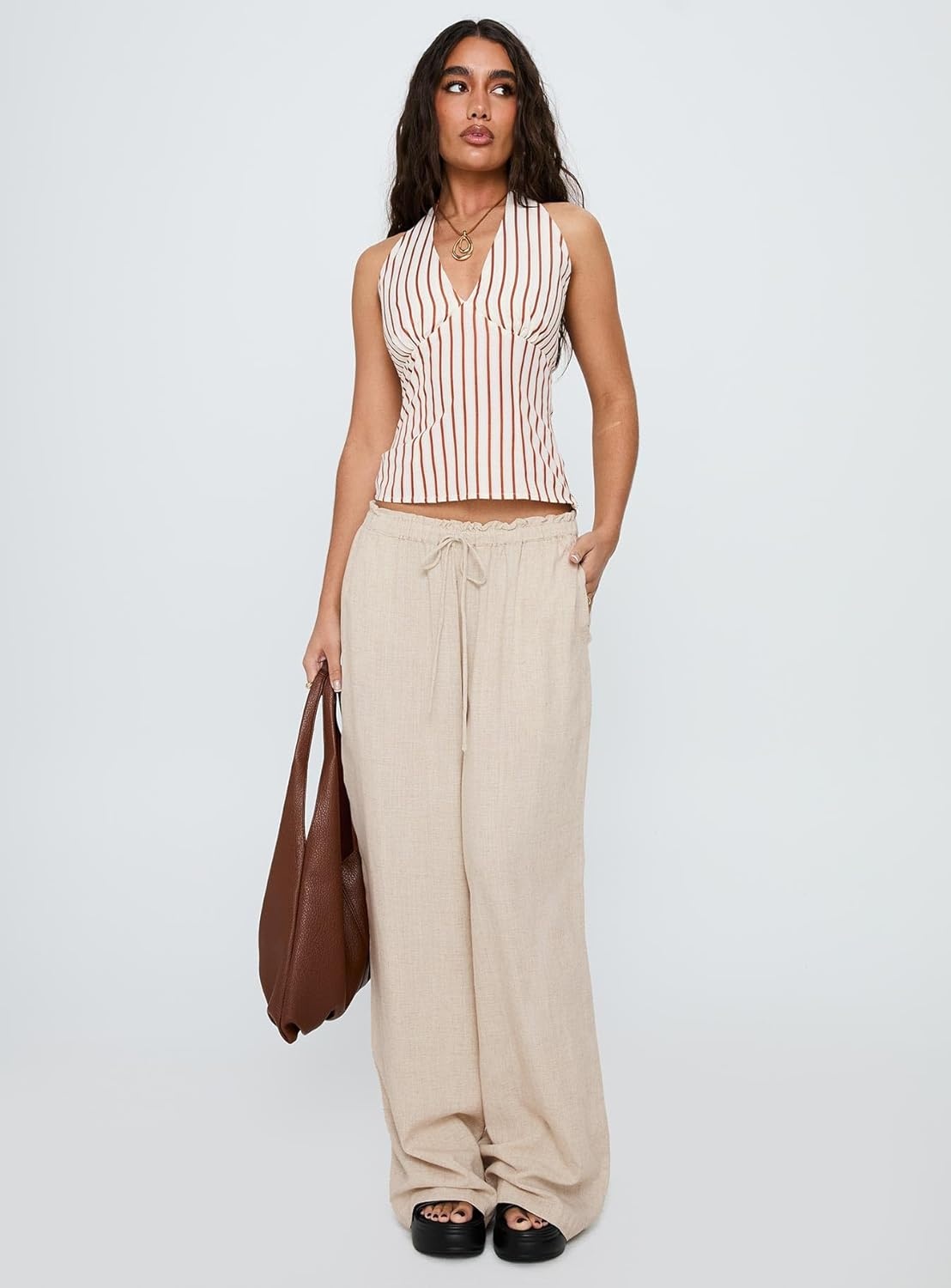 imagePrincess Polly Womens Radiant Beam Halter TopOrange Stripe