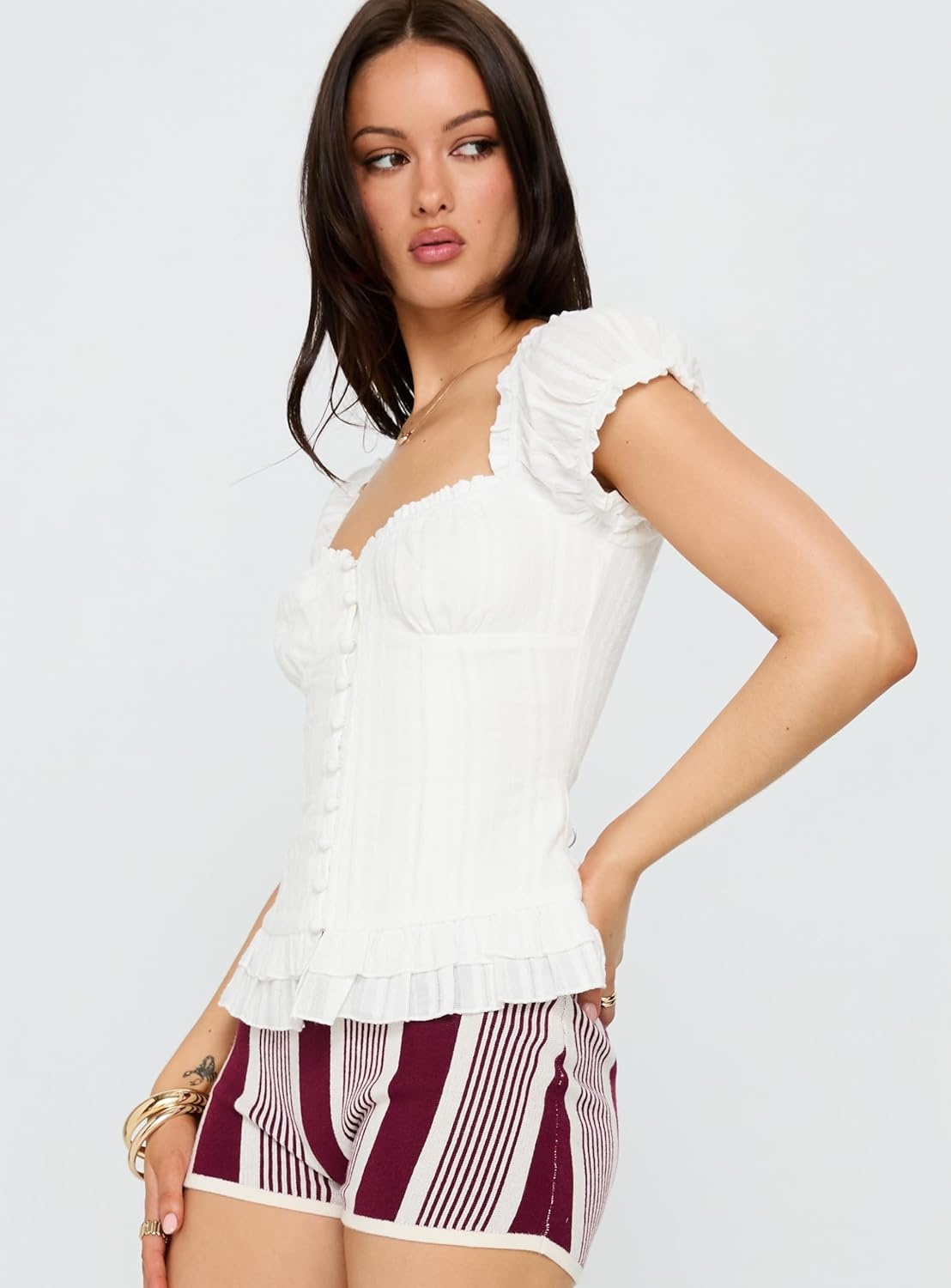 imagePrincess Polly Womens Suiter Frill Detail TopWhite