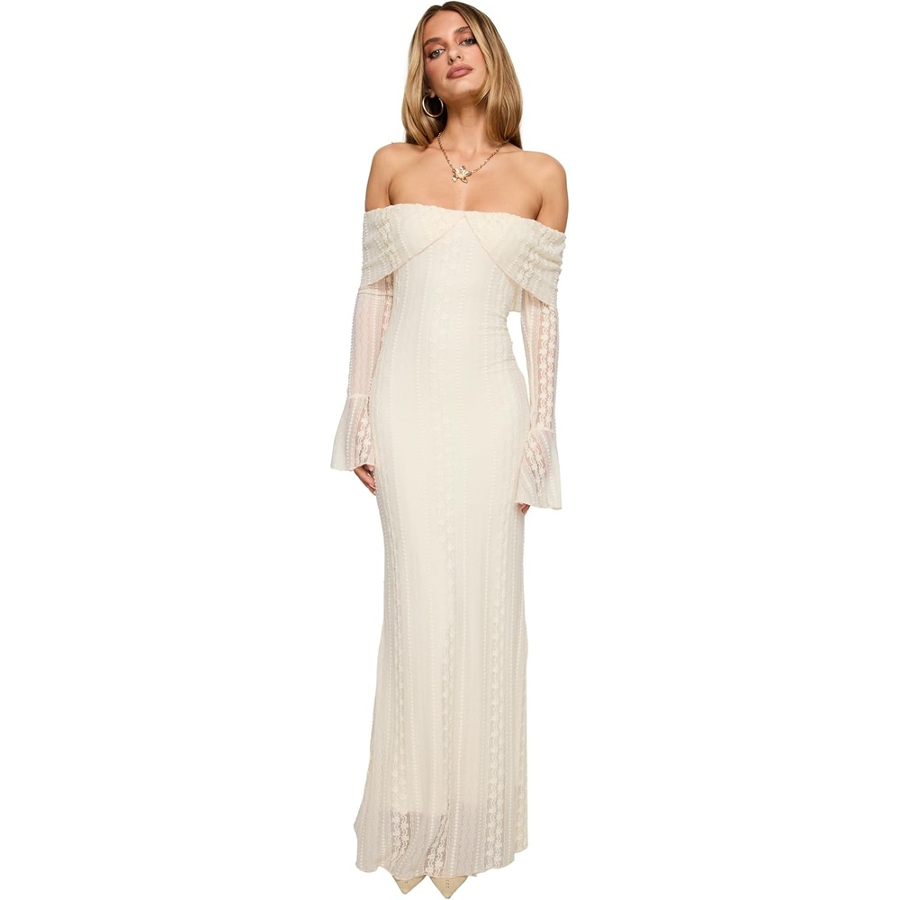 imagePrincess Polly Womens Perdita Long Sleeve Lace Maxi DressCream