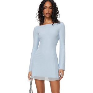Princess Polly Lukea Long Sleeve Mini Dress(Blue)