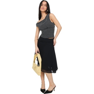 Princess Polly Women’s Evanescence Asymmetrical Midi Skirt(Black)