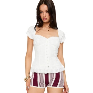 Princess Polly Women’s Suiter Frill Detail Top(White)