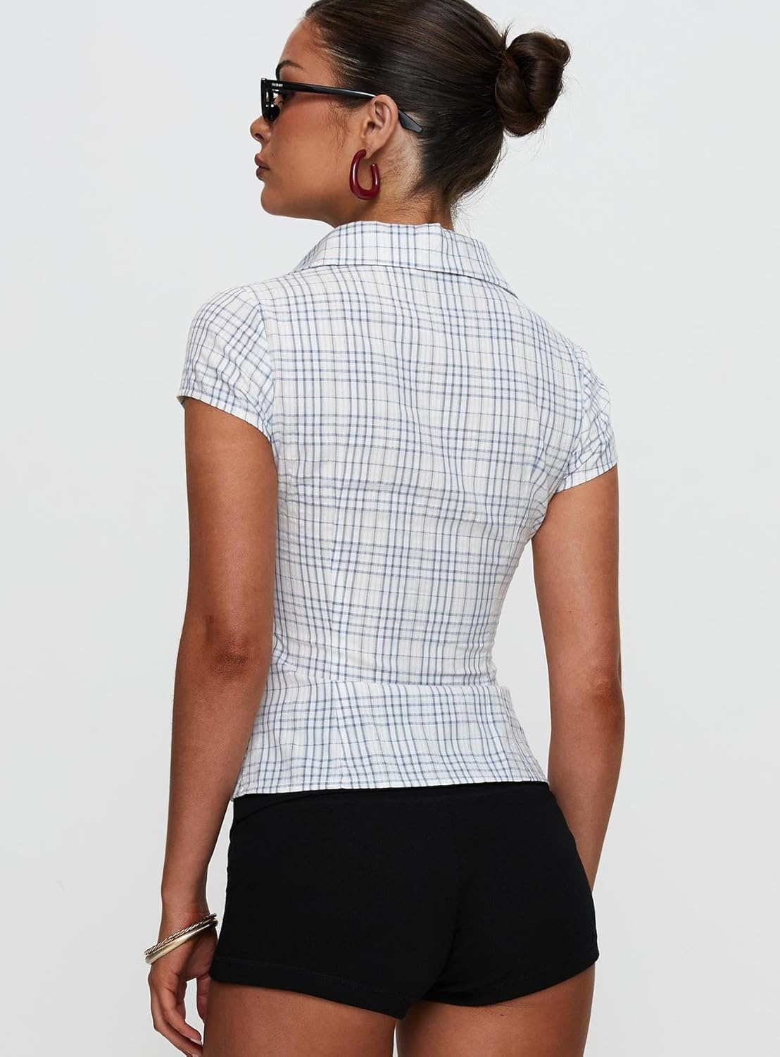 image:imagePrincess Polly Womens Cottesloe Blouse Top Blue CheckBlue Check