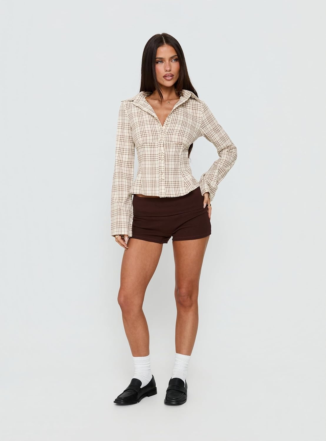 image:imagePrincess Polly Womens Long Sleeve Blouse TopBrown Check
