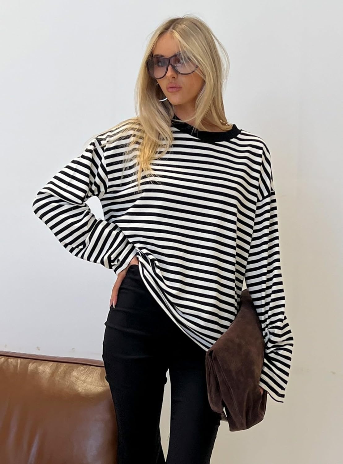 image:imagePrincess Polly Womens Settle Down Long Sleeve Top BlackWhite StripeBlack White Stripe