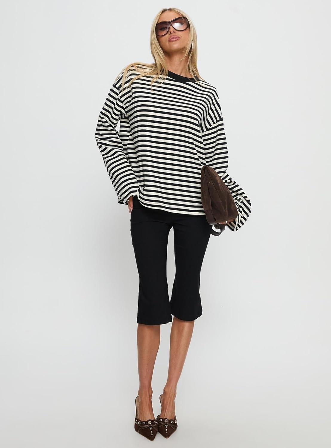 image:imagePrincess Polly Womens Settle Down Long Sleeve Top BlackWhite StripeBlack White Stripe