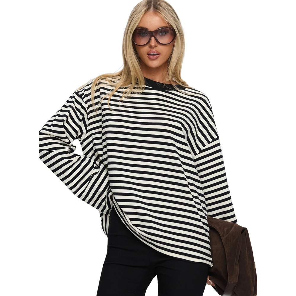 image:imagePrincess Polly Womens Settle Down Long Sleeve Top BlackWhite StripeBlack White Stripe