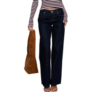 Princess Polly Womens Ellanor Low Rise Straight Leg Jeans(Indigo Blue)
