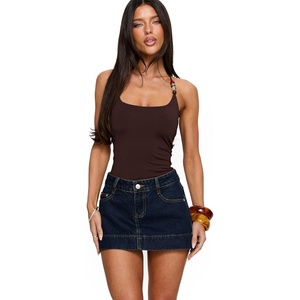 Princess Polly Women’s Warna Low Rise Denim Mini Skirt(Dark Wash)