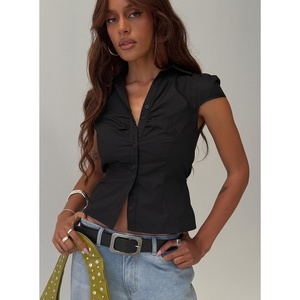 Princess Polly Arianwyn Short Sleeve Shirt(Black)