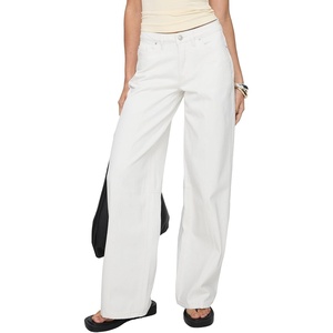 Princess Polly Womens Lando Low Rise Straight Leg Jeans(White)
